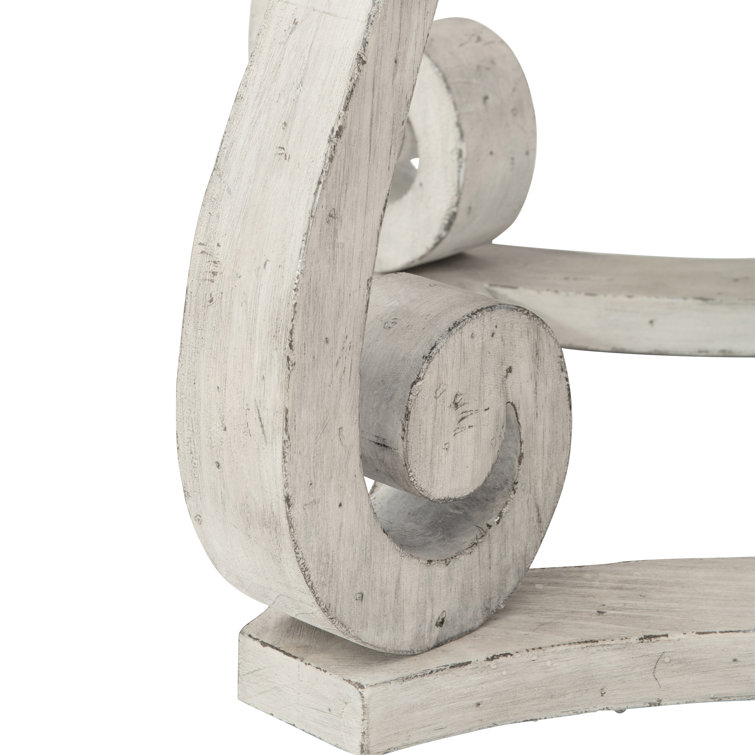Mirabelle Off-White Wood Octagonal End Table with Scroll Legs