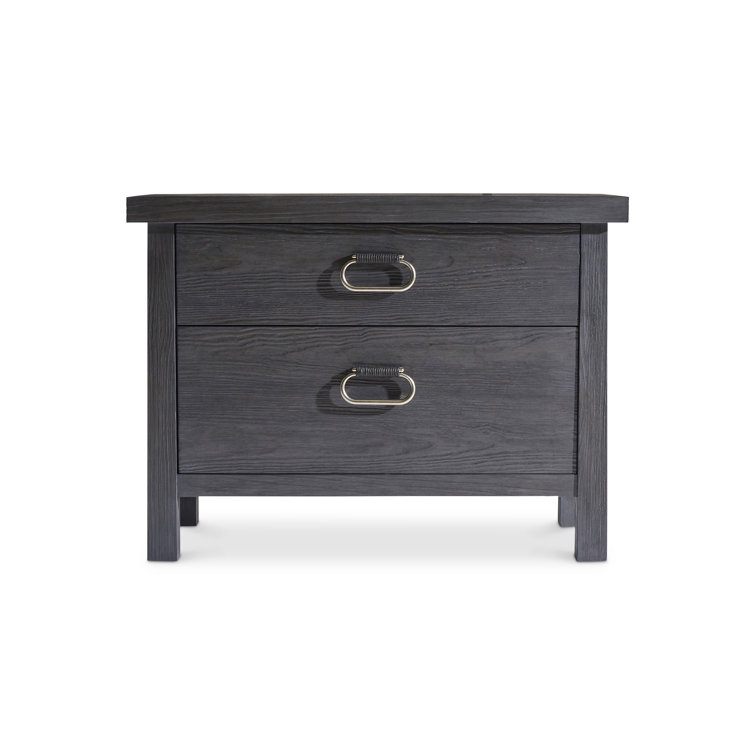 Trianon Contemporary Black Solid Wood 2-Drawer Nightstand