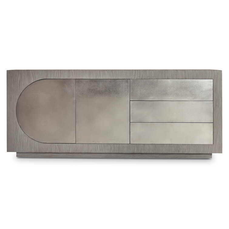 Trianon Contemporary Beige Pine Sideboard with Aluminum Accents
