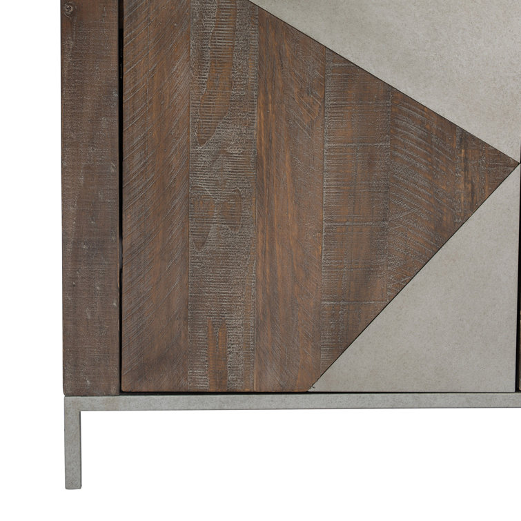 Eastman Contemporary Gray Mist Steel Sideboard with Bar Hutch