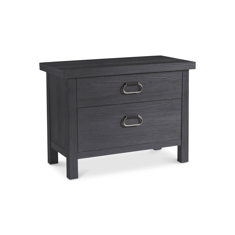 Trianon Contemporary Black Solid Wood 2-Drawer Nightstand