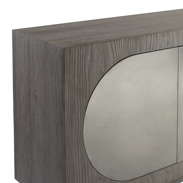 Trianon Contemporary Beige Pine Sideboard with Aluminum Accents