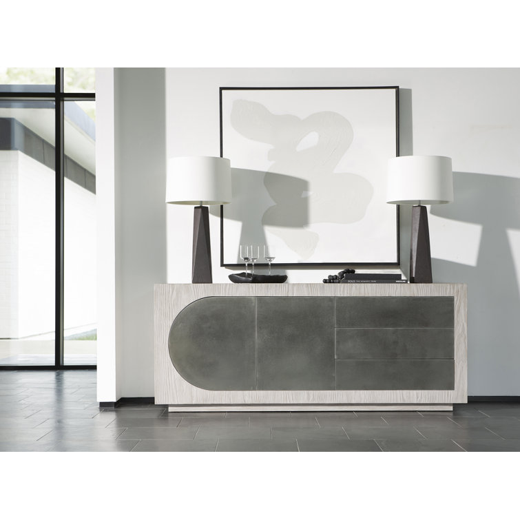 Trianon Contemporary Beige Pine Sideboard with Aluminum Accents
