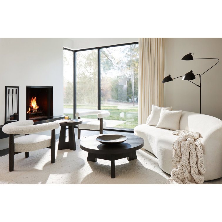 L'Ombre Black Round Wood Contemporary Coffee Table 42"