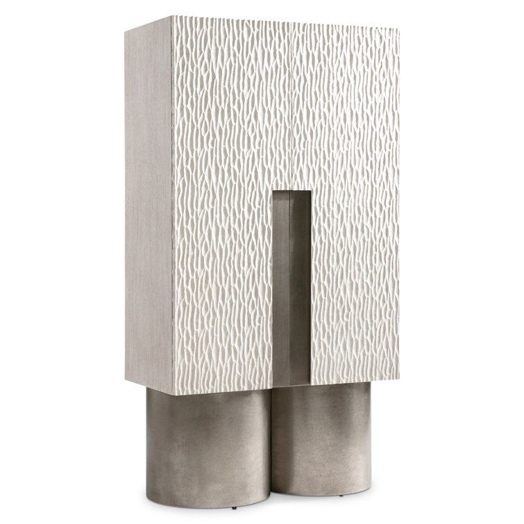 Solaria Silver 36" Transitional Accent Cabinet with Glass Shelves