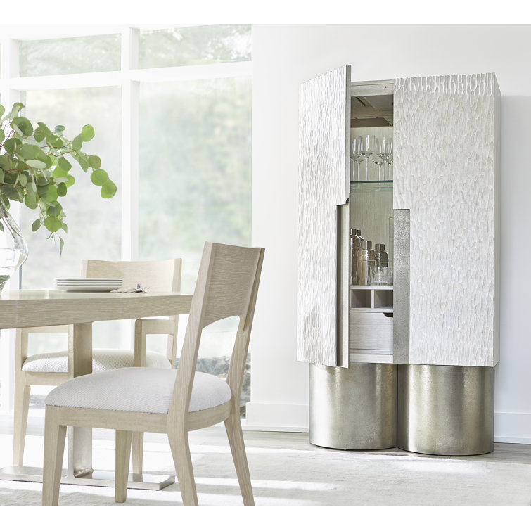 Solaria Silver 36" Transitional Accent Cabinet with Glass Shelves