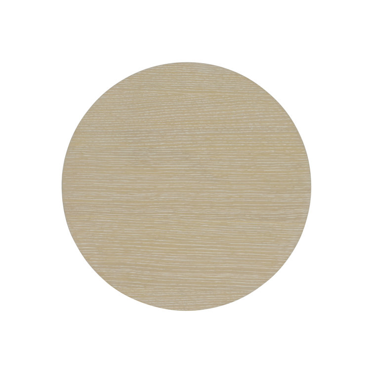 Beige Round Wood and Metal Side Table with Storage