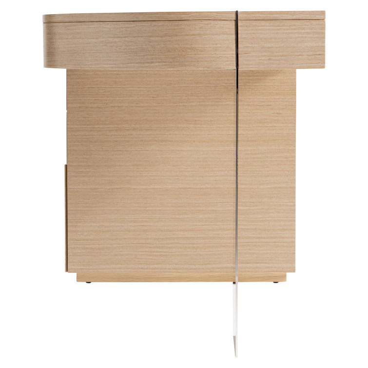 Brown Wood Transitional Writing Desk with USB Ports and Drawers