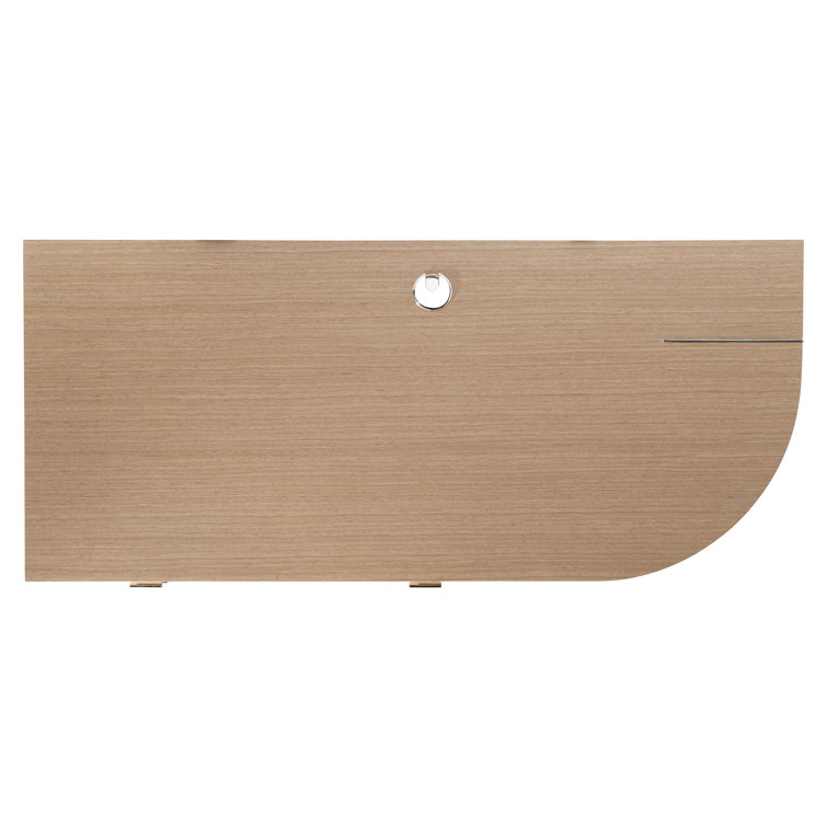 Brown Wood Transitional Writing Desk with USB Ports and Drawers