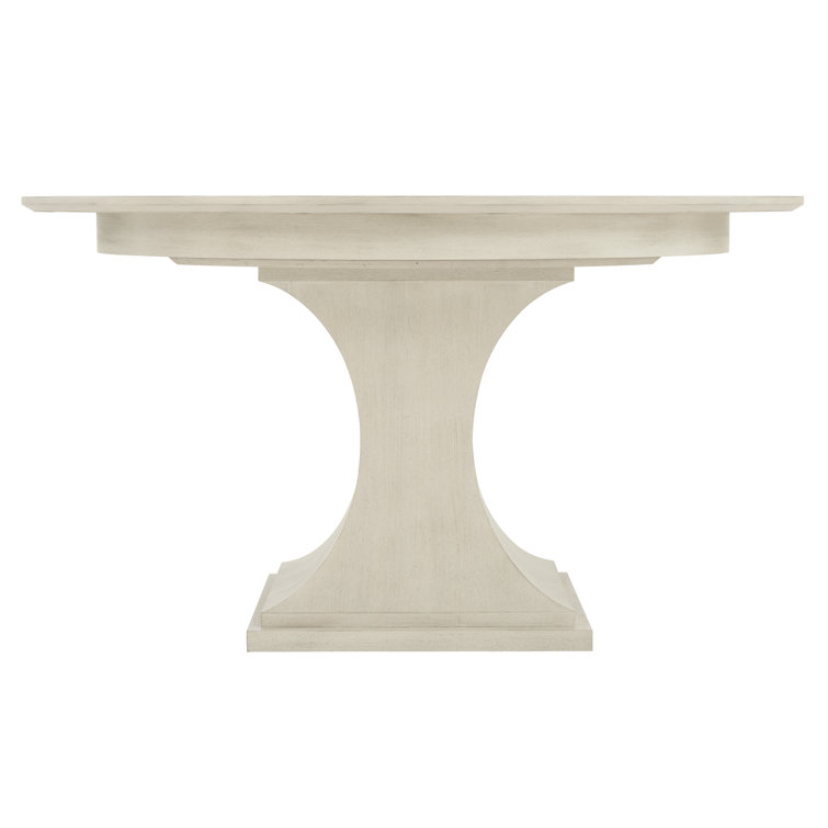 Cerused Linen White Round Extendable Wood Dining Table