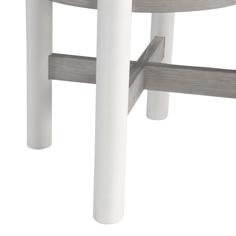 Beige Round Wood Contemporary Side Table