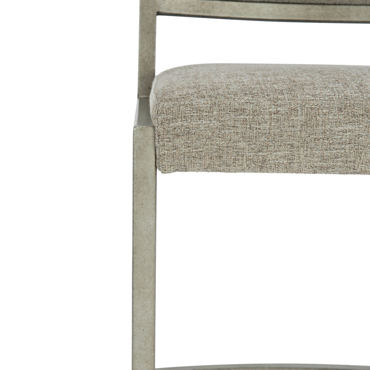 Ames Transitional Beige Leather Side Chair with Metal Frame