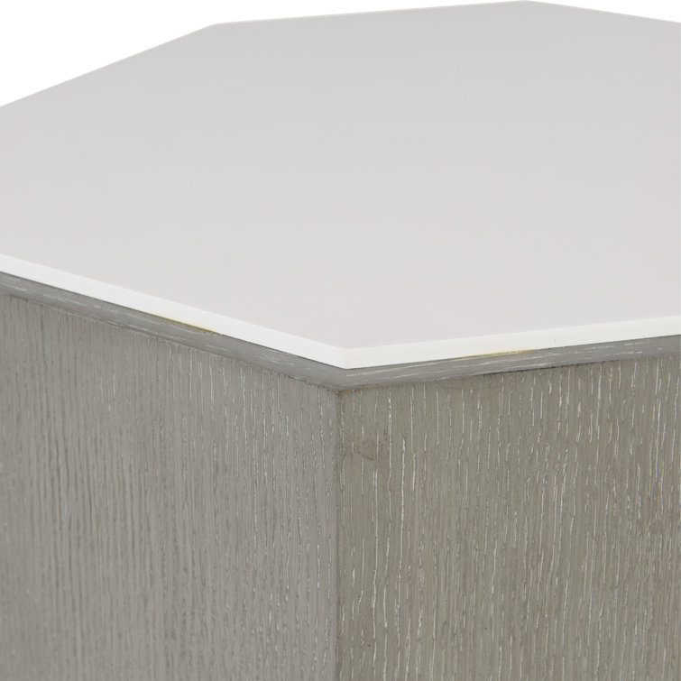 Transitional Octagonal Accent Table in Gray Truffle and White