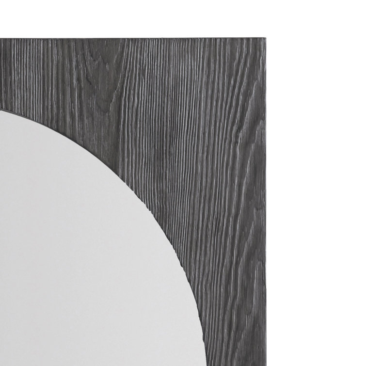 Contemporary Trianon Black Wood Flat Wall Mirror 50"