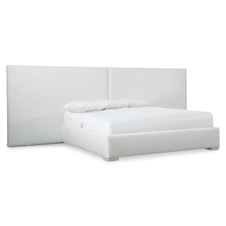 Gray King Upholstered Wood Frame Bed with Tufted Headboard