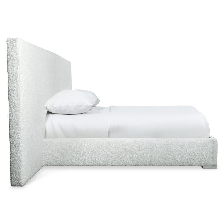 Gray King Upholstered Wood Frame Bed with Tufted Headboard