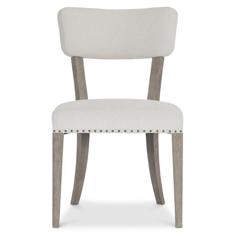 Transitional Albion Upholstered Side Chair in Beige and White