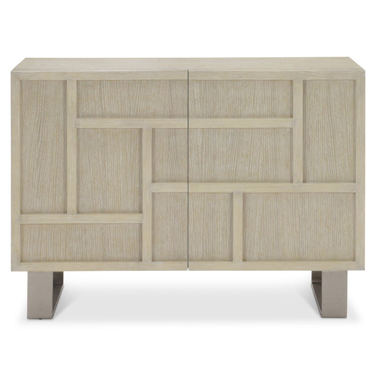 Solaria 48" White and Light Wood Accent Cabinet with Soft Close Drawer