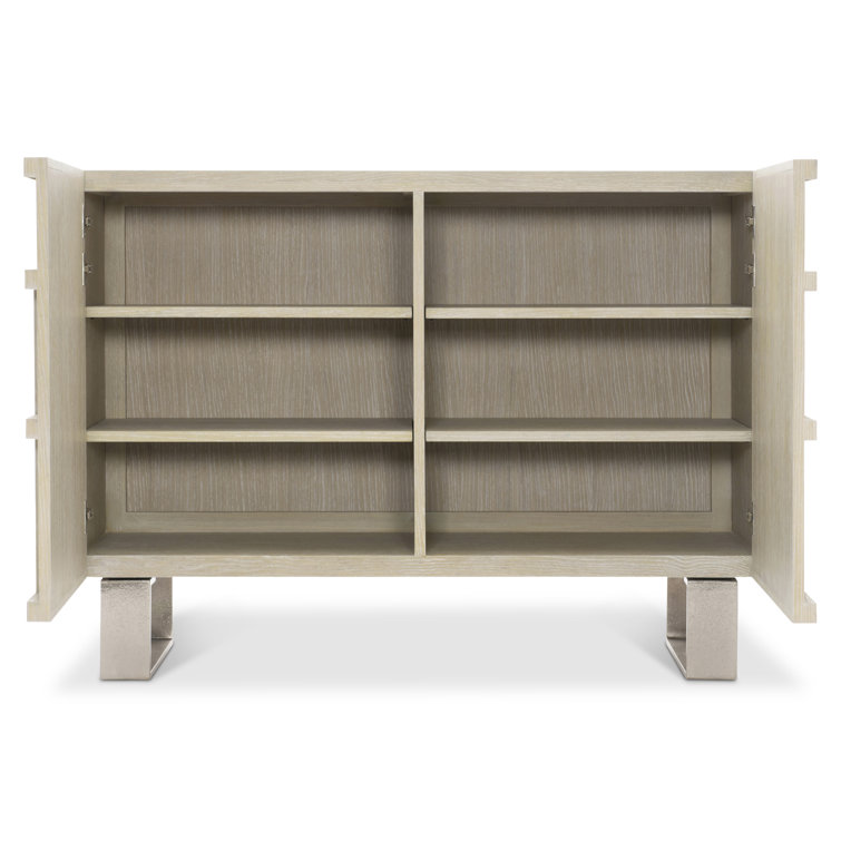 Solaria 48" White and Light Wood Accent Cabinet with Soft Close Drawer