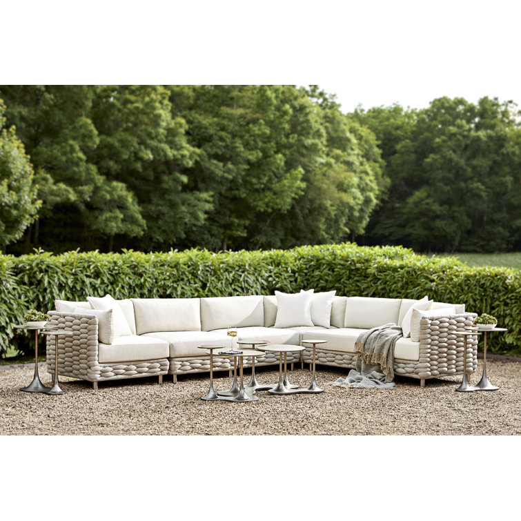 Graphite Aluminum Round Outdoor Coffee Table with Silver Finish
