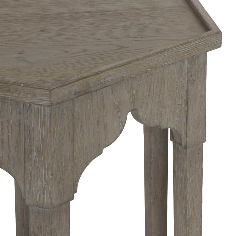 Gray Wood and Metal Hexagonal Side Table