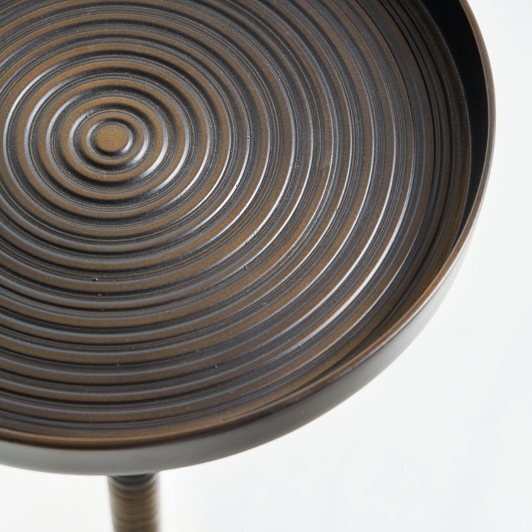 Transitional Cast Aluminum Bronze Round Side Table - 10"x24"