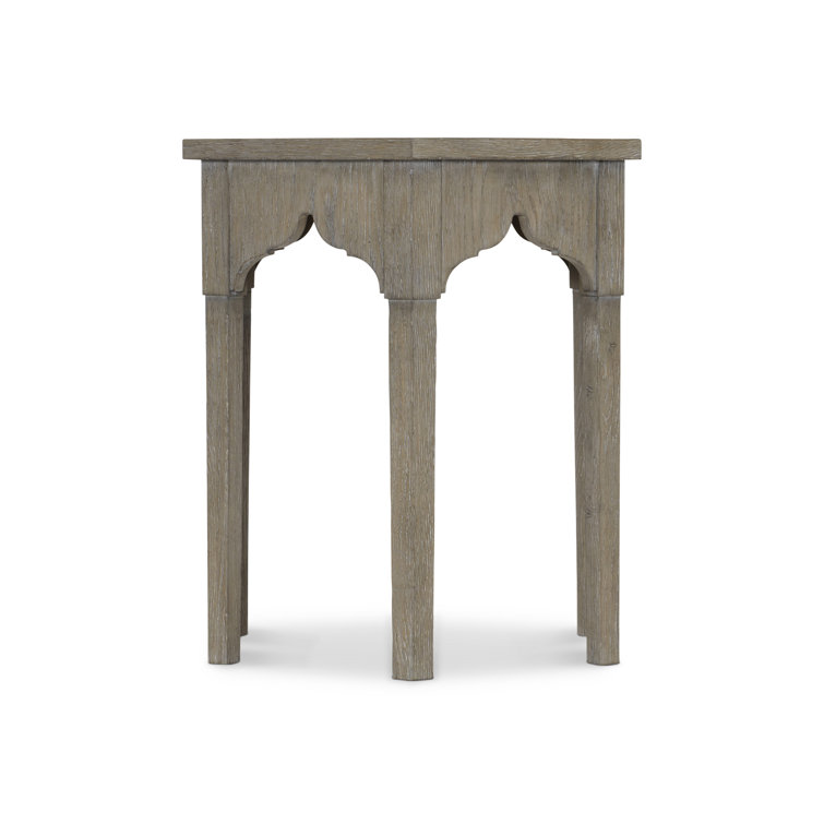 Gray Wood and Metal Hexagonal Side Table