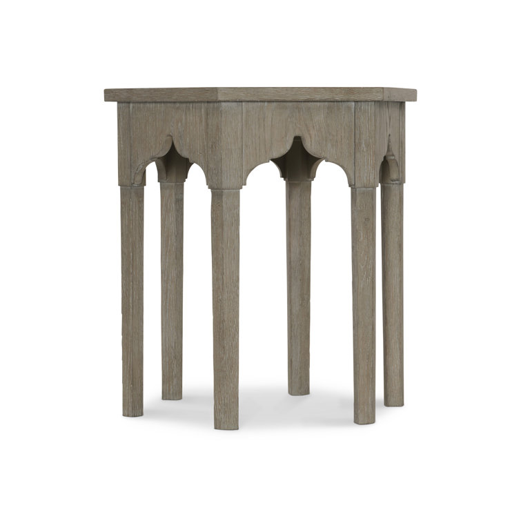 Gray Wood and Metal Hexagonal Side Table