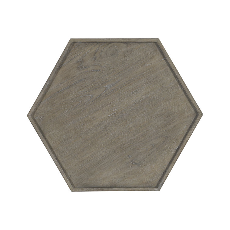 Gray Wood and Metal Hexagonal Side Table