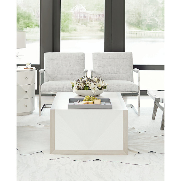 Gray and White Rectangular Wood Cocktail Table with Storage