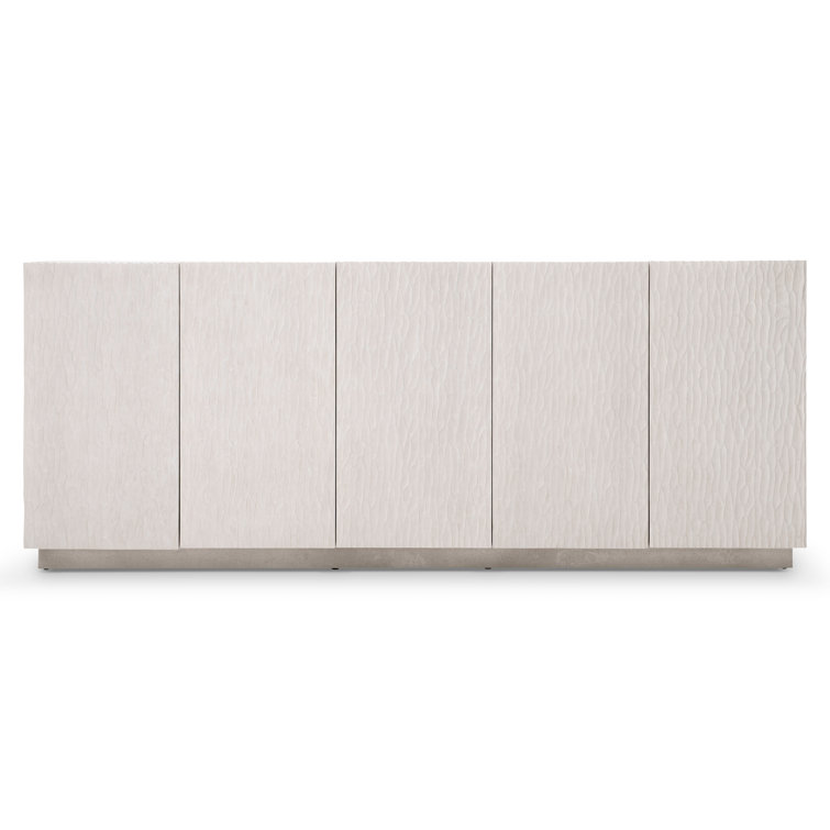 Transitional Cream White Oak Entertainment Credenza with Cabinet