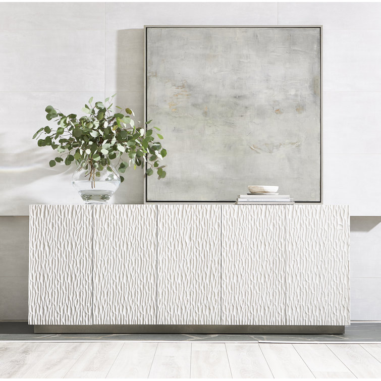 Transitional Cream White Oak Entertainment Credenza with Cabinet