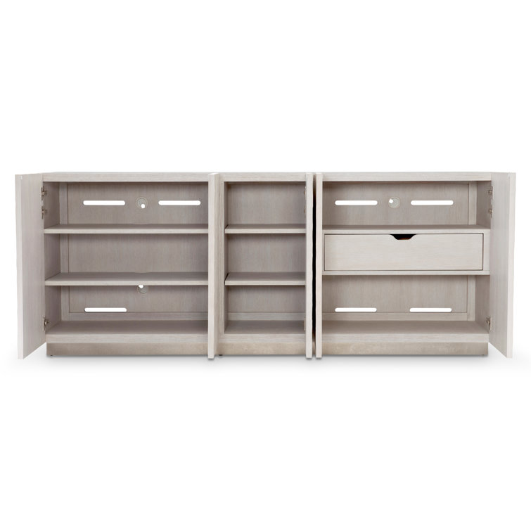 Transitional Cream White Oak Entertainment Credenza with Cabinet