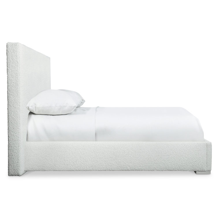 King Gray Upholstered Wood Frame Bed with Slats