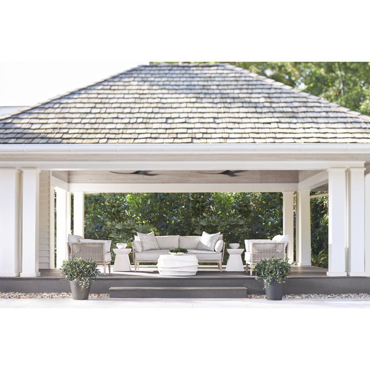 Sophisticated Transitional White Stonecast Side Table, 16"