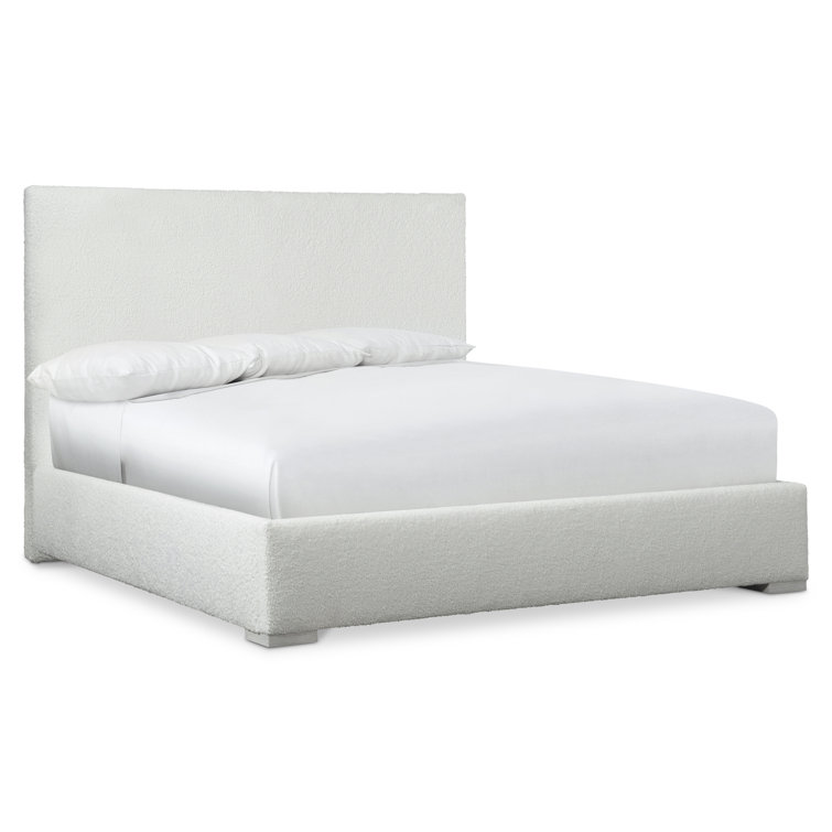 King Gray Upholstered Wood Frame Bed with Slats