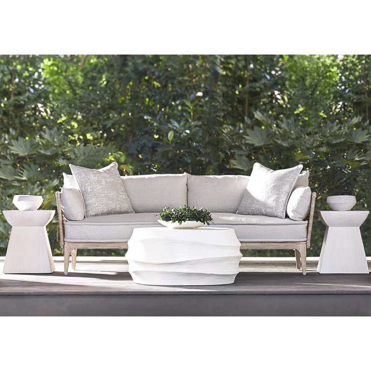 Sophisticated Transitional White Stonecast Side Table, 16"
