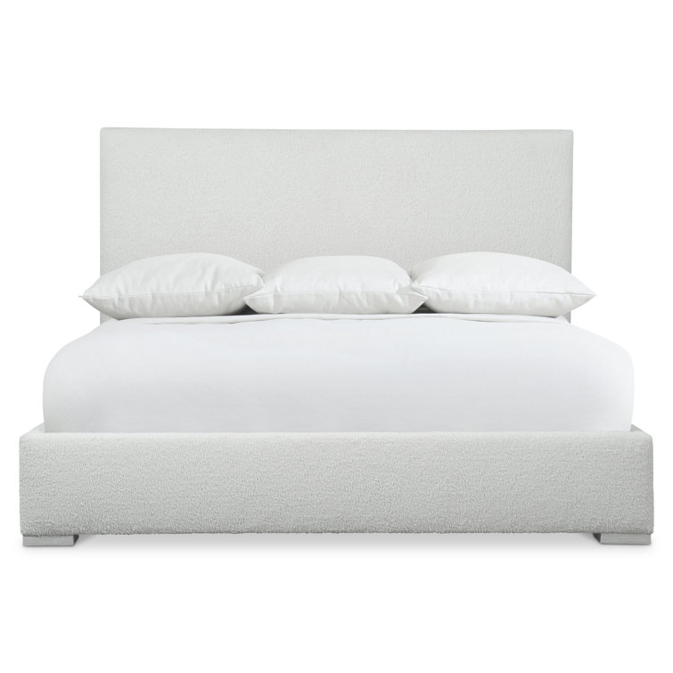 King Gray Upholstered Wood Frame Bed with Slats