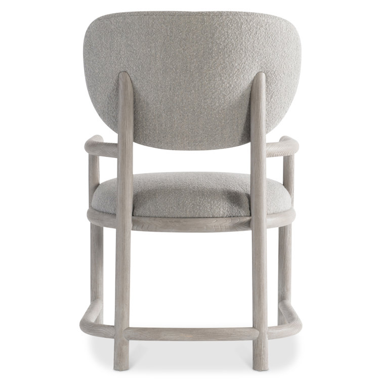 Gray Upholstered Wood Arm Chair with Curved Back