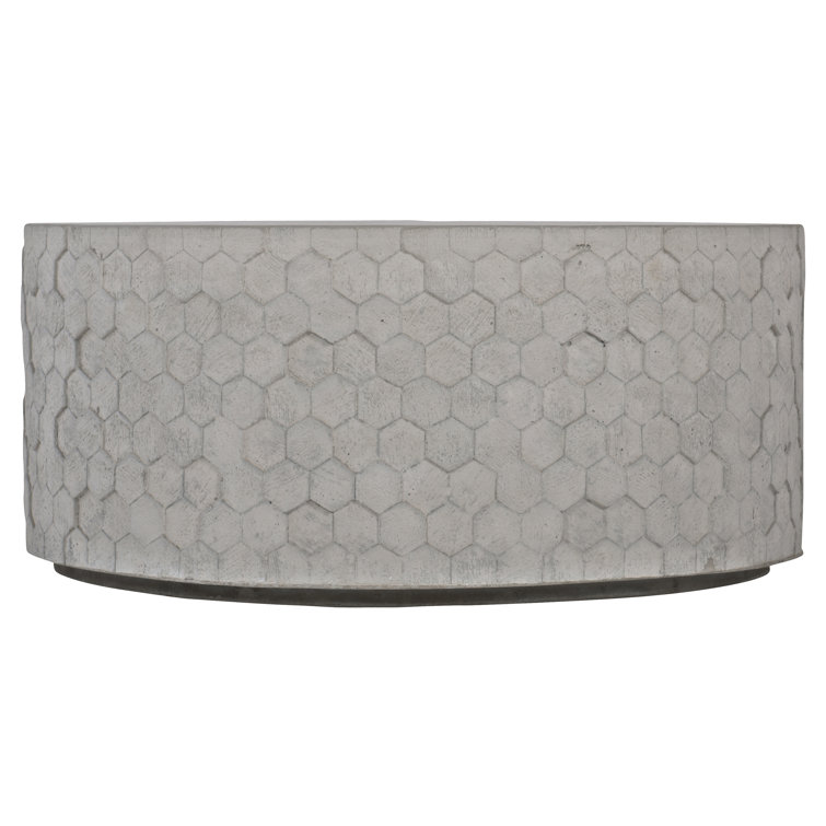 Beige Round Concrete Coffee Table with Storage