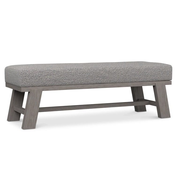 Trianon 56" Light Gray Polypropylene Modern Upholstered Bench