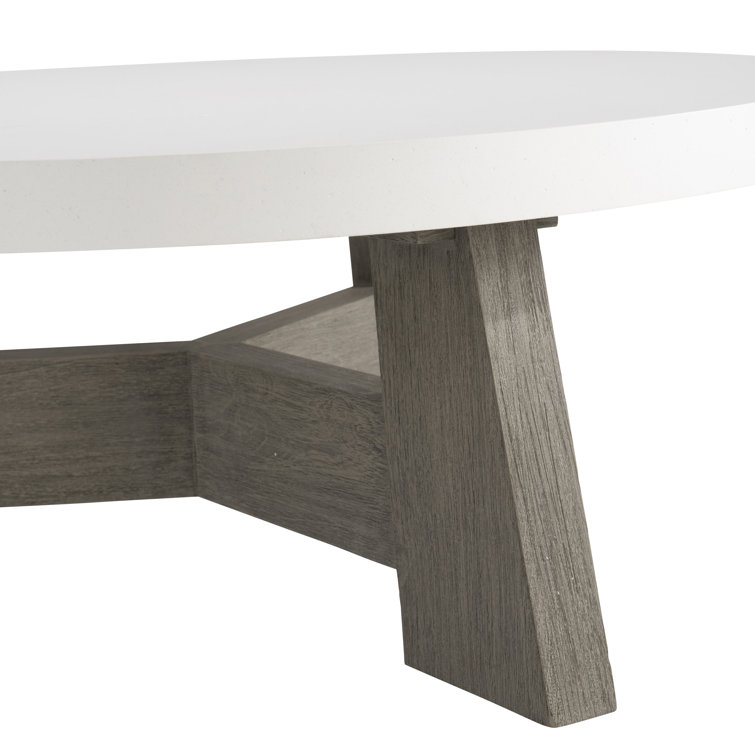 Rochelle 42'' White Glass-Reinforced Concrete Round Cocktail Table