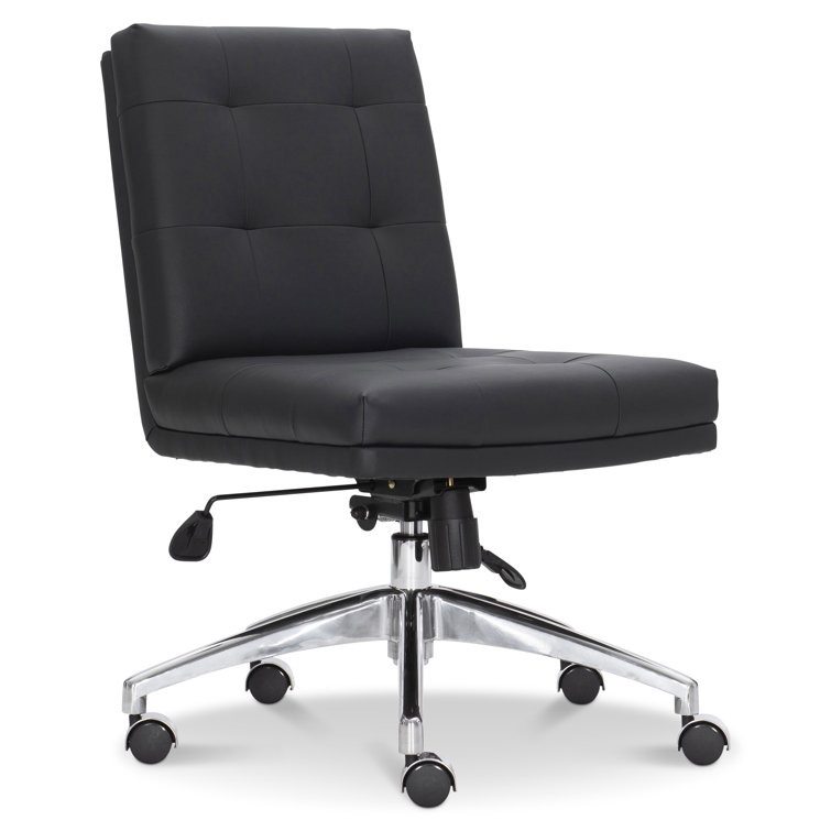 Stevenson Transitional Black Leather Swivel Task Chair