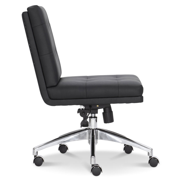 Stevenson Transitional Black Leather Swivel Task Chair