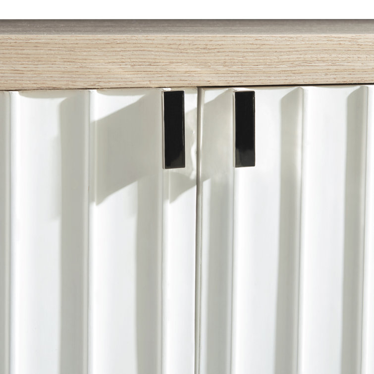 Modulum 82'' White Oak and Faux Stone Sideboard