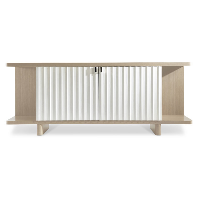 Modulum 82'' White Oak and Faux Stone Sideboard