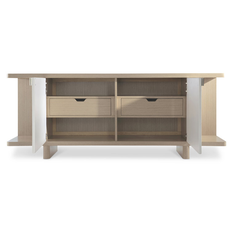 Modulum 82'' White Oak and Faux Stone Sideboard