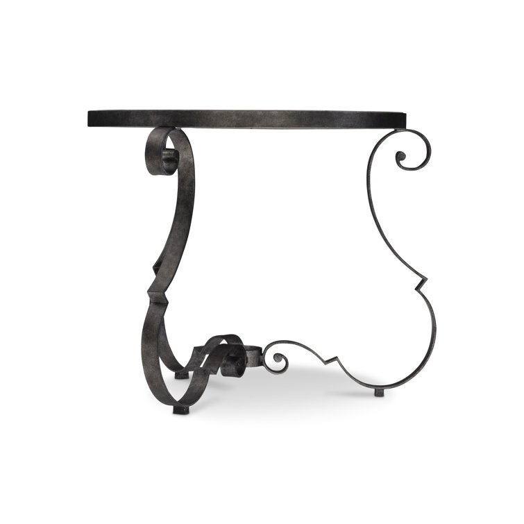Traditional Criollo Wood & Textured Carbone Metal Round Side Table