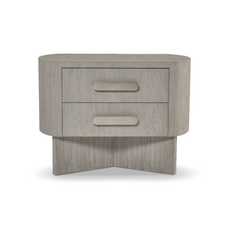 Trianon Contemporary Beige 2-Drawer Nightstand with USB Charging