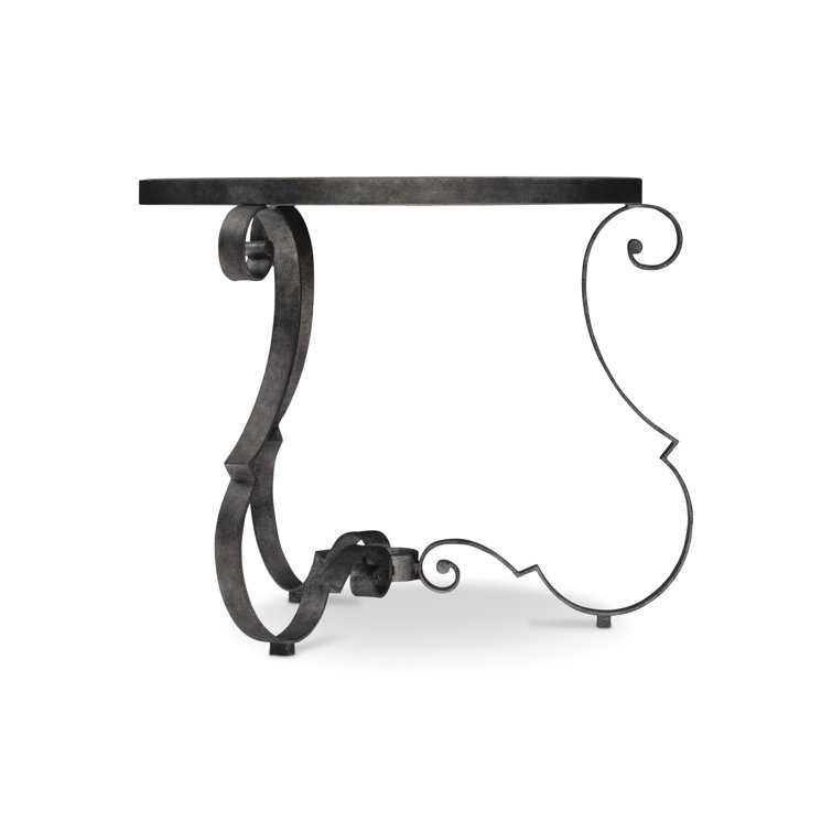 Traditional Criollo Wood & Textured Carbone Metal Round Side Table